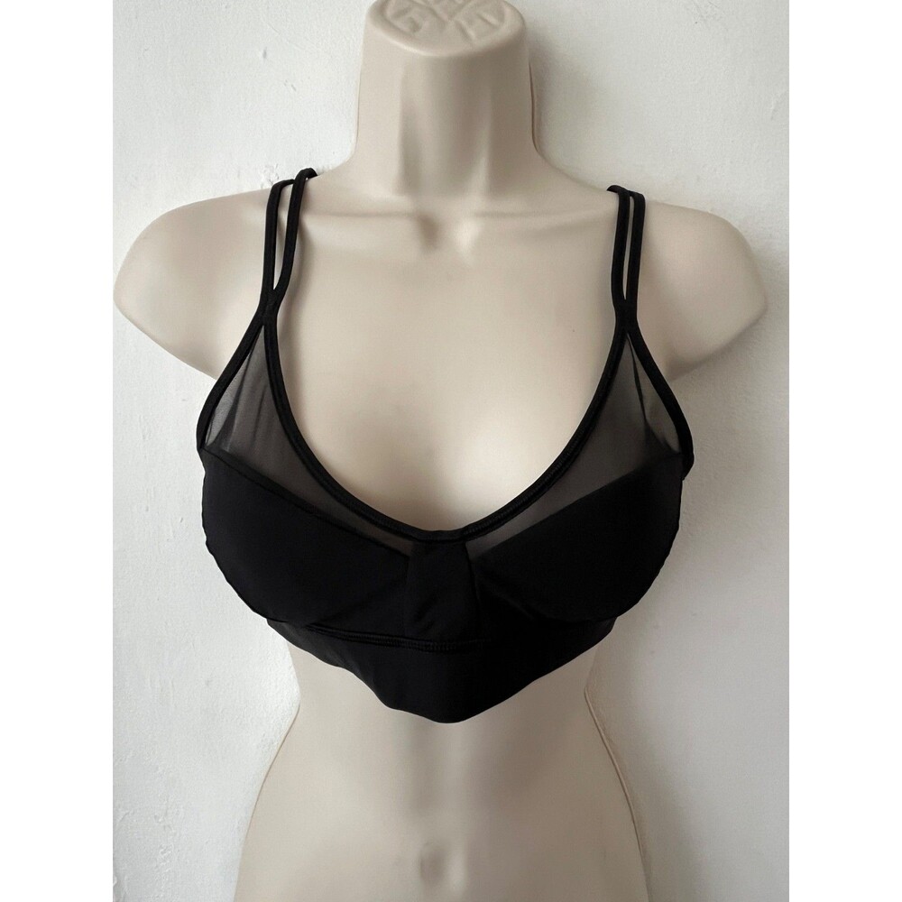 Lululemon Anew Bra Size 6 Black Mesh Inserts Strap Yoga Pilates Workout Bra RARE
